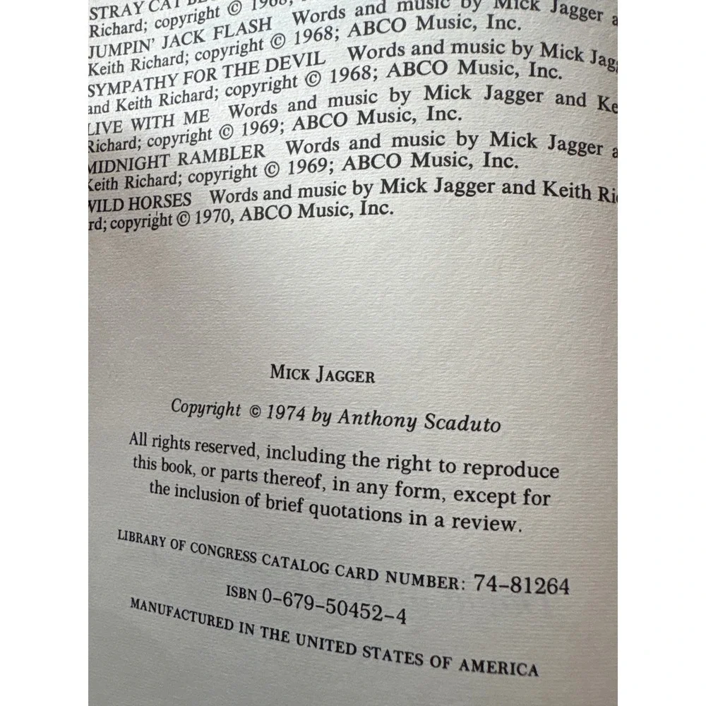 Mick‎ Jagger Everybody's Lucifer Tony Scaduto Biography Book 1974